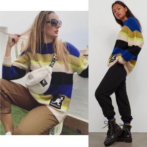 Kangol x H&M Bloggers Favorite Oversize Color Block Striped Sweater L